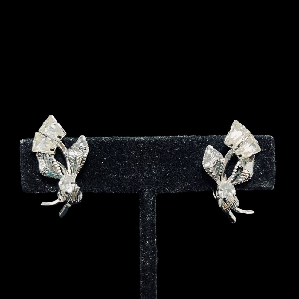 Star Art Sterling Silver Rhinestone Necklace And Screw Back Earrings Set (5120) - Picture 9 of 13